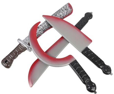 BESPORTBLE 4 pièces Couteaux Factices Sanglants Halloween Accessoires Cosplay Plastique Jouets Décoratifs Réalistes pour Fête Dextérieur Zombie