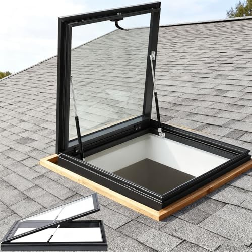 Fenêtre de toit for maison avec puits de lumière Couvercle de puits de lumière en verre trempé Avec double vitrage Fenêtre de puit d'éclairage enterré for toit, grenier, sous-sol