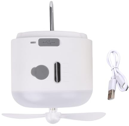 Chenxi Studio Ventilador de camping 4 en 1 con carga USB y luz con nebulización repelente y capacidad de carga USB para teléfono con LED