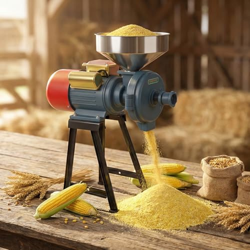 QUARPAL Electric Grain Mill Grinder 3000W, Commercial Corn Grinder Machine for Dry & Wet Use, Heavy Duty Flour Mill Wheat Rice Cereals Pulverizer with Funnel & 2 Grinding Discs (Molino de Maiz)