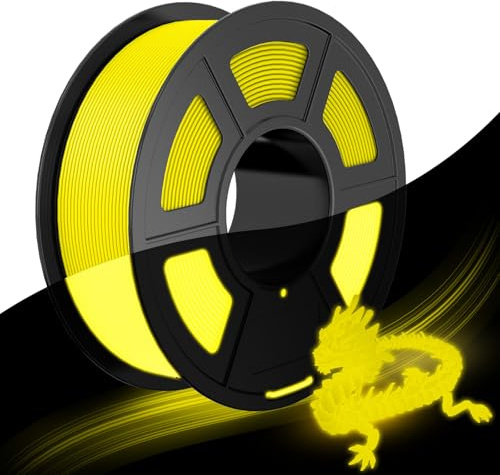 JAYO Gul Glow PLA filament 1,75 mm 1,1 kg | Glöd i mörkret, hög ljusstyrka, tolerans ±0,02 mm, 100 g mer (totalt 1,1 kg), för skyltar och dekoration