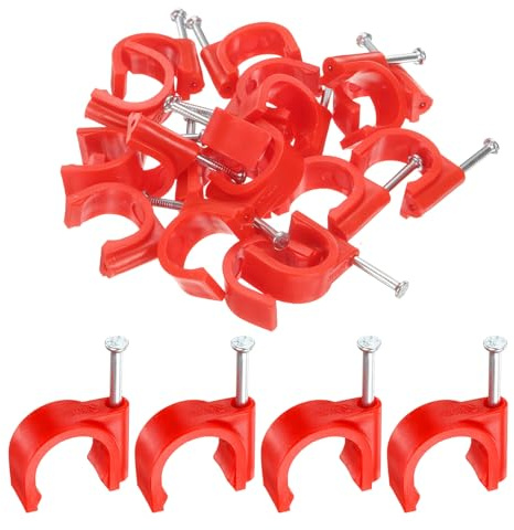 QUARKZMAN 50Pcs Clip Per Cavo Con Chiodo 20Mm Spessore Circolare Singola Mezza Fascetta Gancio A J Con Chiodo Fascette Per Filo Per Cavi Su Parete Per Ethernet Punti Cavo Coassiale