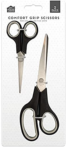 Stainless Steel Scissors in Assorted Sizes, Pack of 2 - Comfort Grip Handles, Ideal for Home Use