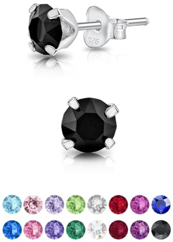 DTPsilver - KLEINE Ohrringe 925 Sterling Silber mit Kristallen von Swarovski® Elements Runde Ohrstecker - Durchmesser 5 mm - Viele Farben erhältlich