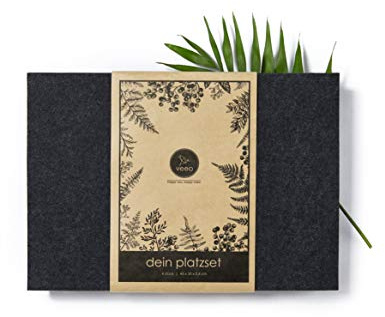 Veeo Design Filz Platzset 4 Stück | Hochwertige Platzmatten Anthrazit Grau 30x43 cm | Edles Tischset Abwaschbar | Tischuntersetzer Eckig