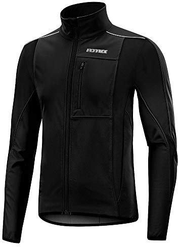 HEROBIKER Fahrradjacke Fahrrad MTB Rennrad Jacken Langes Trikot Atmungsaktiv Reflektierend Windbreaker Laufausrüstung Golf Radfahren, Schwarz, L