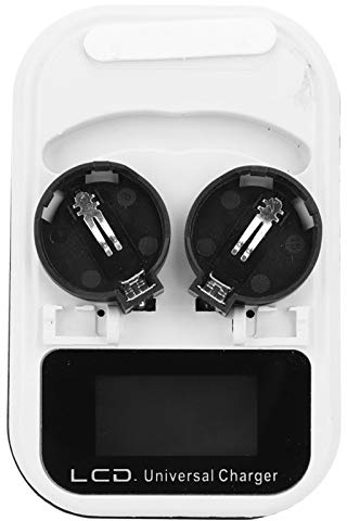 2pcs Chargeur de Batterie Rechargeable au Lithium Bouton Piles Bouton Chargeur écran LCD Rechargeable pour LIR2016 LIR2025 LIR2032 Bouton Batterie au Lithium 100-240V(EU Plug)