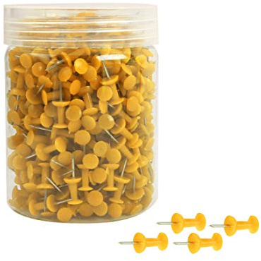 sourcing map Reißzwecken für Landkarten, 9,5 mm, 500 Stück, Gelb