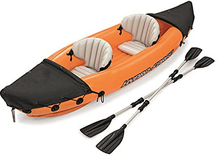 LMEIL Kajak Aufblasbares Kajak für Zwei Personen, 12 Fuß aufblasbares Kajak-Fischerboot, tragbarer Wassersport mit Paddelpumpe und Tasche, 10,5 Fuß x 2,8 Fuß mit 2 Paddeln und Ausgangsluftpumpe