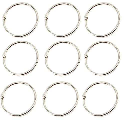 Yosawo 20 Pack Book Binder Rings Metal Loose Leaf Binder Rings for Flash Cards, Index Cards and Loose Paper, Key Rings（38mm）