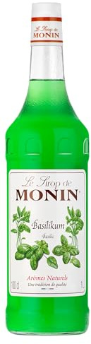 Monin Sirup Basilikum (1 x 1,0l) - für erfrischende Cocktails und kreative Küche - natürliche Kräuternote - ohne künstliche Zusatzstoffe
