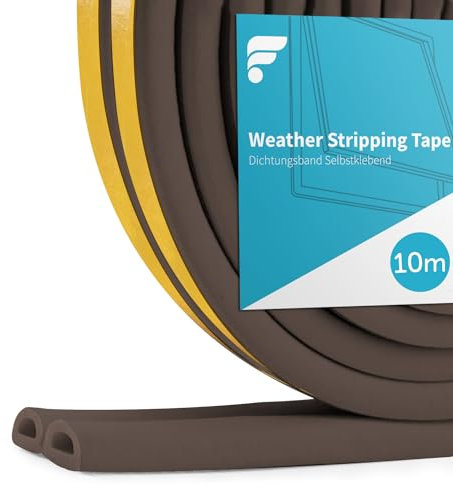 shinfly Guarnizione Finestra Porta Adesiva, 10M Guarnizione in Schiuma di Gomma Isolamento Paraspifferi Nastro Sigillante per Finestra Porta Isolamento Freddo, Rumore e Collisione (10M Marrone)