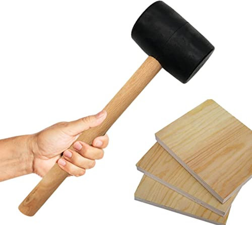 Neamou Martello di Gomma per Piastrelle - Maglio in Gomma per Pavimenti con Manico in Legno massello in Fibra di Vetro | Martello di Gomma per Installazione di Piastrelle per Pavimenti, Costruzione