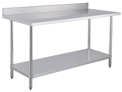 METRO Professional Arbeitstisch GWTS4147B, Edelstahl, 140 x 70 x 85 cm, Silber