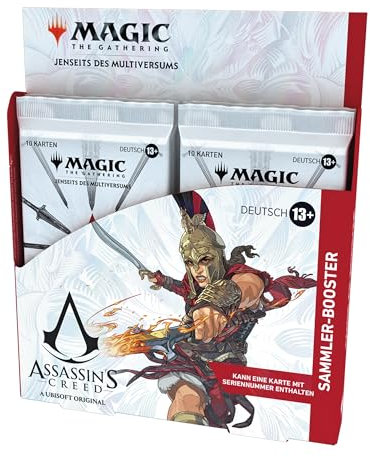 Magic: The Gathering – Assassin’s Creed Sammler-Booster-Display | 12 Sammler-Booster (10 Karten in jedem Booster) | Sammelkartenspiel ab 13 (deutsche Version)
