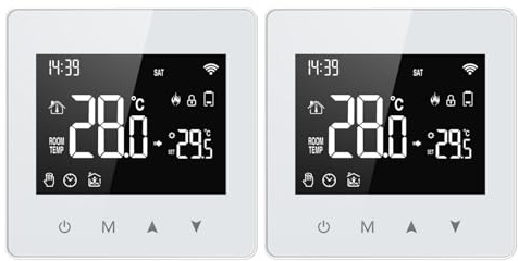 FUBESK Termostato TUYA Wifi, Termostato intelligente, termostato programmabile per caldaia combinata, Funziona con l'app Smart life/Tuya, Controllo vocale, Alimentazione a batteria, Blocco bambini (2)