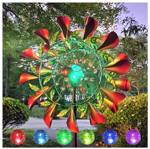 Solar WindmüHle Garten 210 cm Magische WindmüHle Aus Metall XXL Wetterfestes Gartendeko