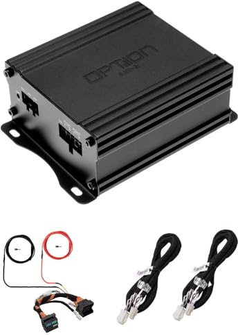OPTION AIR-2 Verstärker inkl. Power-Quadlock Kit - Mini Verstärker mit Plug & Play-Installation für alle Fahrzeuge mit Power-Quadlock-Anschluss