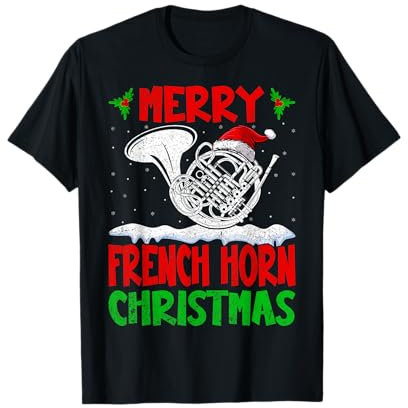 Merry French Horn Christmas - Marching Band Musician Gifts T-Shirt