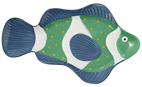 Cabilock Keramik Fisch-teller Kreative Handbemalte Fischform Servierteller Glatte Oberfläche Leicht Zu Reinigen Für Haushalt Küche Buffet Dessert