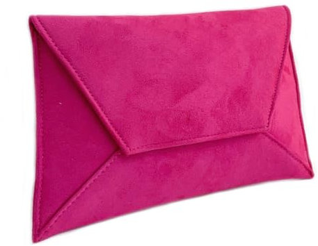 LeahWard Women's Suede Clutch Bag With Chain Shoulder Strap (Fuchsia)
