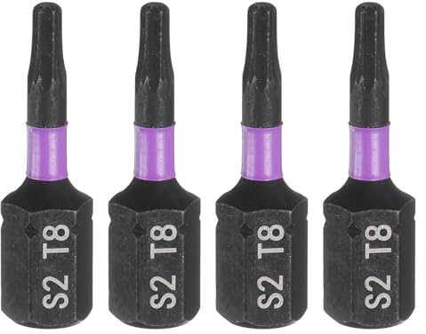 QUARKZMAN 4 Stück T8 Schraubendreher Torx Bit Set, 1/4 Zoll Sechskantschaft 25mm/1 Zoll Länge Magnetisch Stern 6 Punkt Kopf Sechskant Bits S2 Stahl Werkzeugset Bitsatz, Elektrische Bohrer