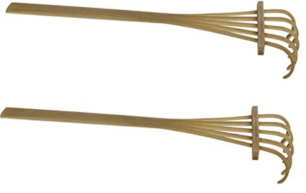VICASKY Mini Bamboo Rake Set Compact and Delicate Design 2pcs Realistic Reproduction with Synthetic Material for DIY Mini Garden Decoration for Table Decoration and Farmhouse Decor