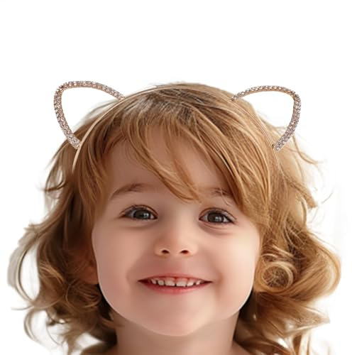 GkgWuxf Katzenohren Stirnband, Katzenstirnbänder für Mädchen,Glitzer -Strass -Reifen Metallstirnband | Foto Requisiten Haarzubehör, Hair Band Cosplay Accessoires für Halloween -Geburtstagskleid
