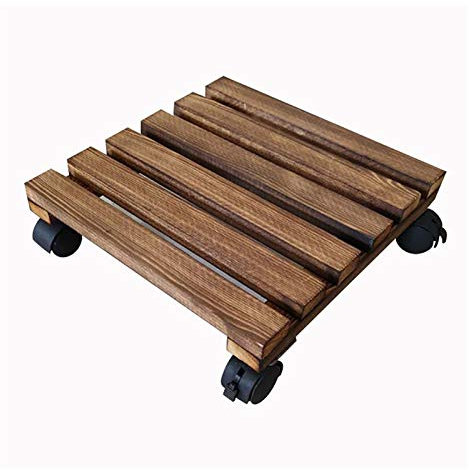 ABBNIA Carrello portavasi in Legno da Giardino, Robusto e Quadrato, con Ruote, per spostare vasi di Fiori, per Esterni e interni/quadrato/40 cm