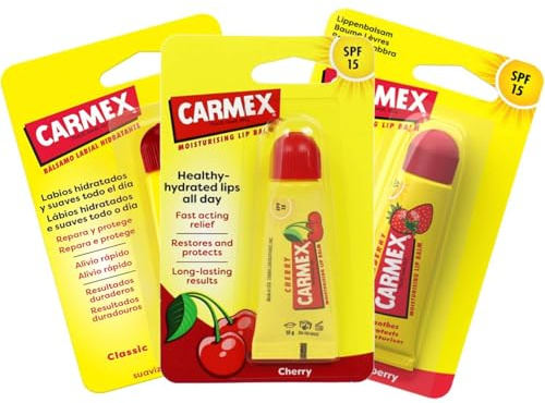 Carmex Lippenbalsam verschiedene Düfte (Cherry + Erdbeere + Klassisch)
