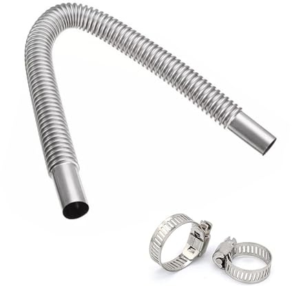 Srvauyea Auspuff Standheizung Abgasrohr Standheizung, 60cm Abgasrohr Standheizung, Abgasschlauch für Stromerzeuger, Auto Edelstahl Auspuffrohr mit 2 Edelstahlklammern für Diesel Heizung