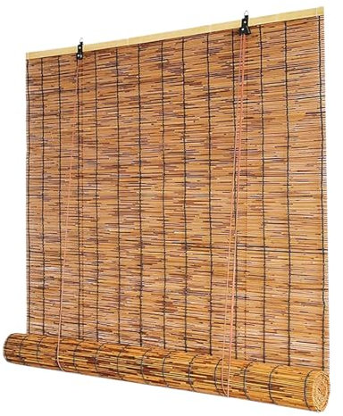 HRXQ Bambusrollo Aussen Wetterfest Rollos & Jalousien Sichtschutz Bambus Sonnenschutz 50 60 80 90 100 120 140cm Breit Für Fenster Schilfrollos Mit Zugseil Für Den Außenbereich, Innenhof Und Tür