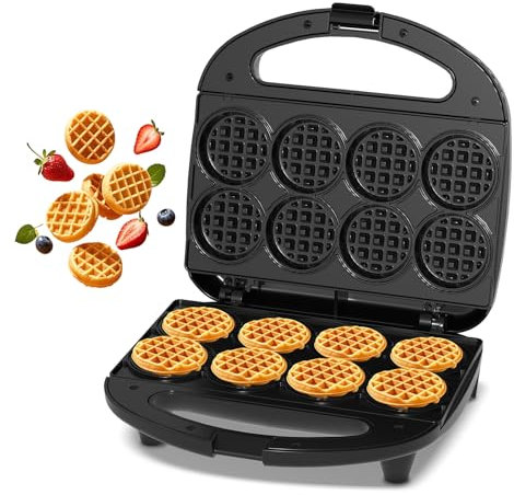 YASHE Multi Mini Waffle Maker, Cooks 8 x 5cm Small Waffles, Non-stick Waffle Maker, Perfect for Families, Parties, and Breakfast, Non-Stick Coating, Compact Design, Easy to Clean