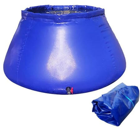 Yinian Wasserbehälter Wassertank 200L/500L Weichen Wasserbeutel Wasserfass Tragbar faltbar Wassersack Wasserspeicherblase mit Hahn für Camping Garten Dürreresistenz Bewässerung, Blau(Size:500L)