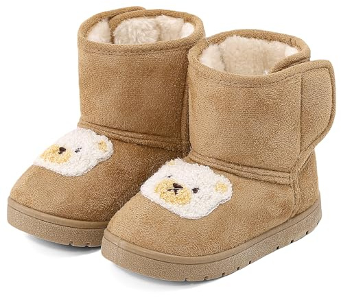 LACOFIA Vinterstövlar flicka snö stövlar varma foder halkfri gummisula 21–29 EU, Khaki, 26 EU