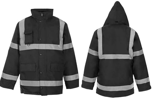 Hi Vis Traffic Jacket Waterproof High Visibility Padded Parka Coat Safety Security Workwear Winter Reflective Protective PPE Jacket Men Women