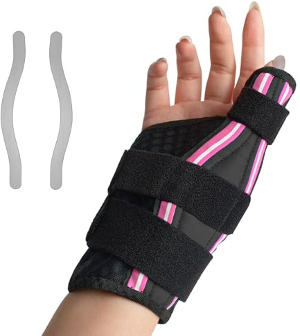 CEYOME Thumb Support for Work & Typing, Breathable Thumb Splint with Dual Side Supports, Flexible Thumb Brace for Arthritis, Tendonitis, Trigger Thumb & Daily Use, One Size Fits All, Rose Pink