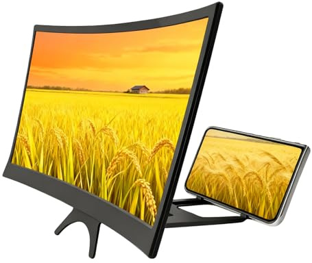 12 Zoll Telefon Bildschirmlupe Handy Vergrößerungsglas HD Bildschirm Verstärker 30 cm Faltbarer Gekrümmter Handy Vergrößerungs Bildschirm Für Film, Videos, Spiele - Unterstützt Alle Smartphones
