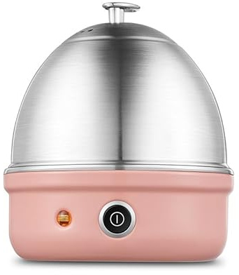 VBVARV Cuociuova Elettrico, Cuociuova Rapido Spegnimento Automatico Uova Morbide, Sode Medie, Uova al Vapore, Verdure Ravioli, Vassoio in Acciaio Inox capacità 7 Uova,Rosa