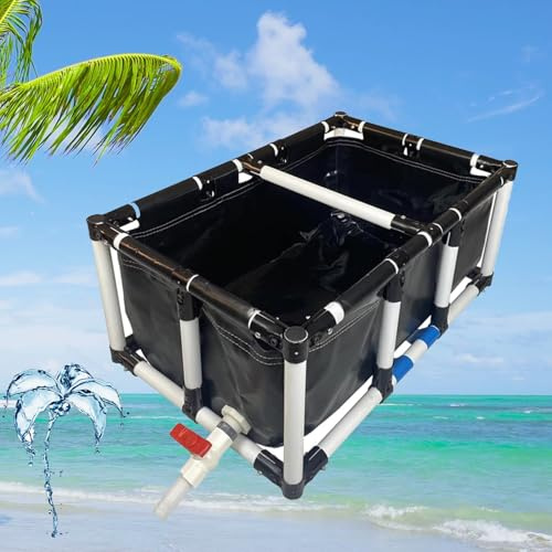 Laghetto per pesci portatile da esterno con scarico, alto 1 m, leggero serbatoio d'acqua per giardino, ideale per la conservazione dei pesci e le piante acquatiche, facile installazione e manutenzione