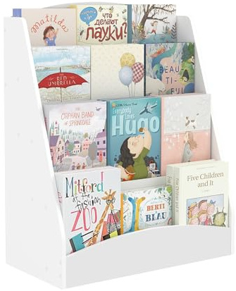 1 Stück Bücherregal Kinder mit 4 Offenen Fächern, Buchregal Bücher Regal Kinderregal Kinderzimmer Aufbewahrung Kinderzimmerregal für Kinderzimmer/Wohnzimmer/Arbeitszimmer/Weiß/60x30x70CM(BxTxH)