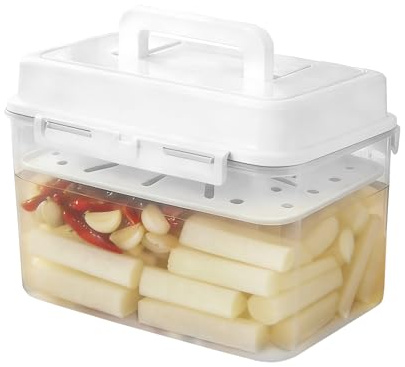 Yuhtech Contenedor de fermentación de 5 L, recipiente de fermentación Kimchi con tapa hermética, recipiente para kimchi, recipiente de conservación, recipiente de fermentación de prensa