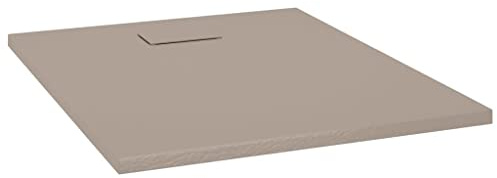 Piatto doccia 100 x 80 cm, marrone, piatto doccia piatto in SMC, antiscivolo, con struttura in ardesia, piatto doccia a pavimento per bagno