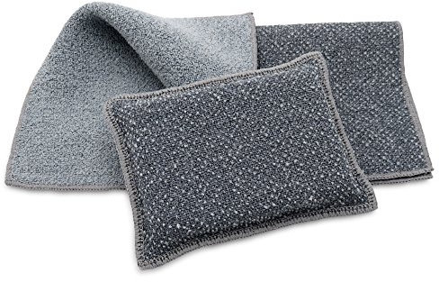 Spülschwamm und Scheuerlappen aus Microfaser für Küche und Haushalt - Sanfte Alternative zum Stahlschwamm - Kratzfreier Küchen Schwamm für Pfannen, Töpfe...Küchen Schwamm für Pfannen, Töpfe... (Grau)