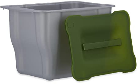 Relaxdays, Abfallsammler, Kitchenbox für Biomüll, Multifunktionsbox, mit Deckel, 5 Liter, grau Abfallbehälter küche, Plastik, Anthrazit, 15.3 x 24.7 x 17.5 cm