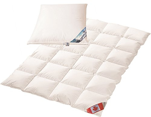 Spar Set: Daunendecke Ganzjahres Bettdecke R3 100% Natur 135x200 + Daunen/Feder Kissen Arktic 80x80 cm