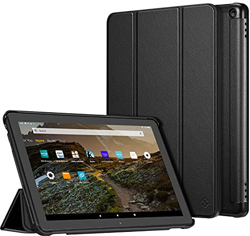 Fintie Hülle Kompatibel mit Das Neue Fire HD 10 und Fire HD 10 Plus Tablet (11. Generation, 2021) - Ultradünne Leichte Schutzhülle mit Auto Schlaf/Wach Funktion, Schwarz