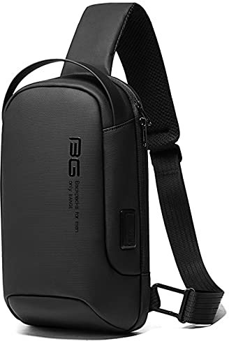 OZUKO Axelväska, axelväska för män kvinnor vattentät business crossbody ryggsäck med USB-laddningsport, Svart,