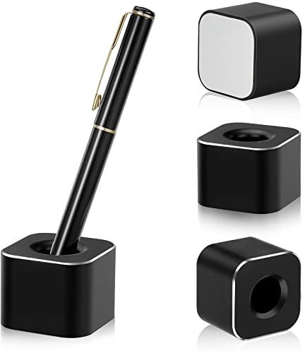 Chinco 2 Pieces Single Pen Holder Metal Pen Stand Square Base Aluminum Student Desk Organizer for Desk Desktop Toothbrush Stand Holder Display for Home Office Students Teachers