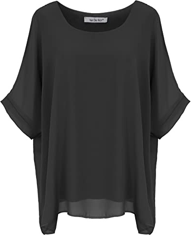 Van Der Rich ® - Camicia in Chiffon Foderato all'Interno - Dnna (Nero, L-XL)
